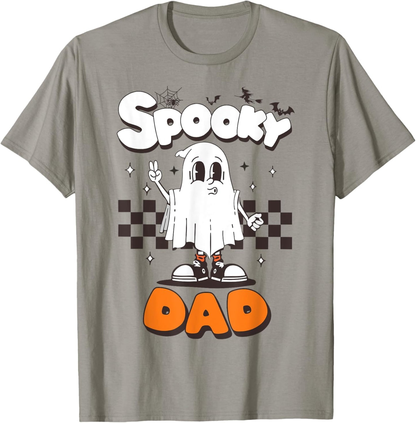 Spooky Dad Halloween Ghost Costume Retro Groovy Halloween T-Shirt - T-Shirt | Sand