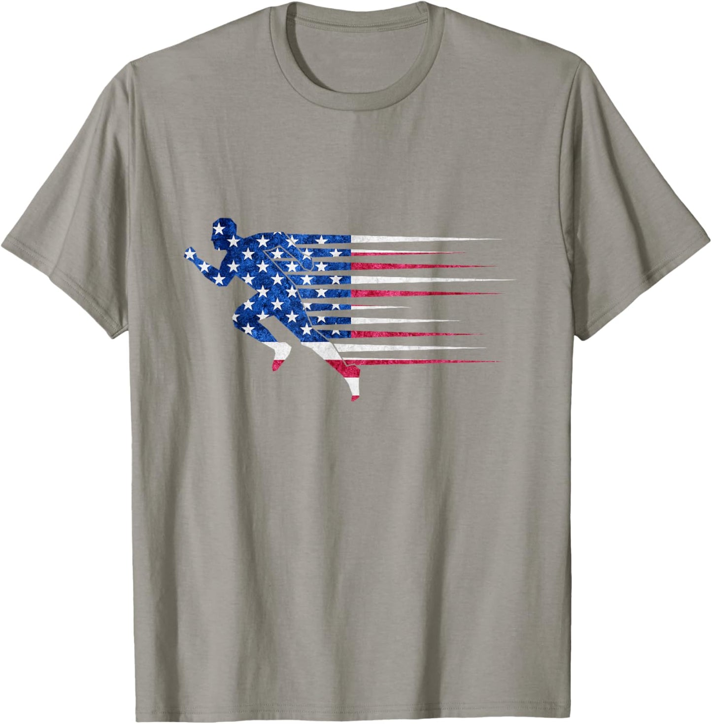 Patriotic Running USA American Flag Track and Field Team T-Shirt - T-Shirt | Sand