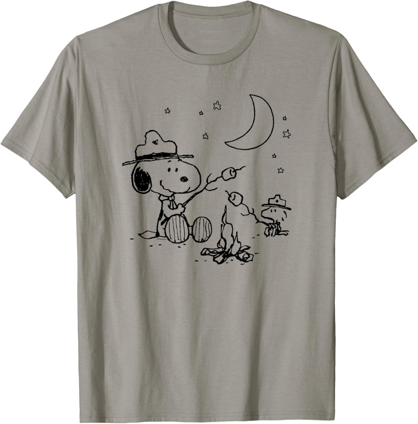 Peanuts - Snoopy and Woodstore Camping with Smores T-Shirt - T-Shirt | Sand