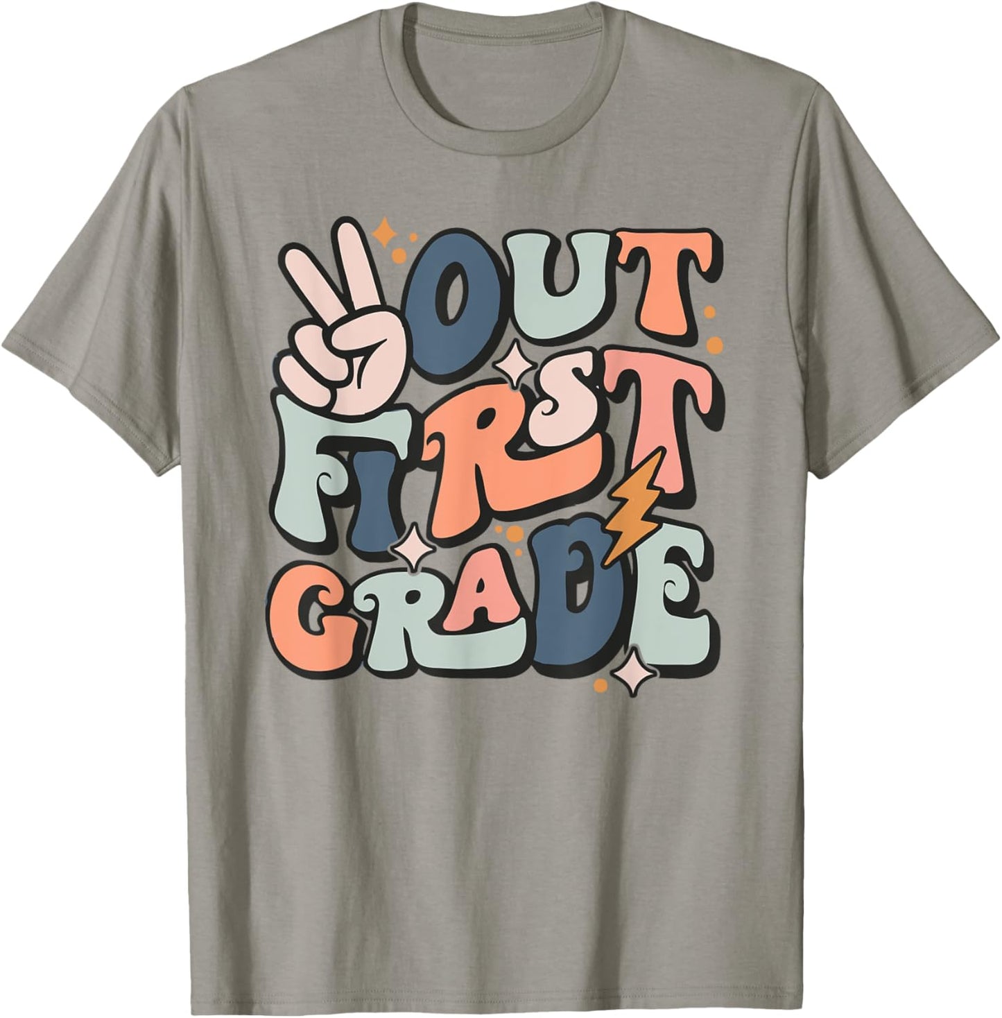 Last Day Of 1st Grade Smile Face Peace Out First Grade T-Shirt - T-Shirt | Sand