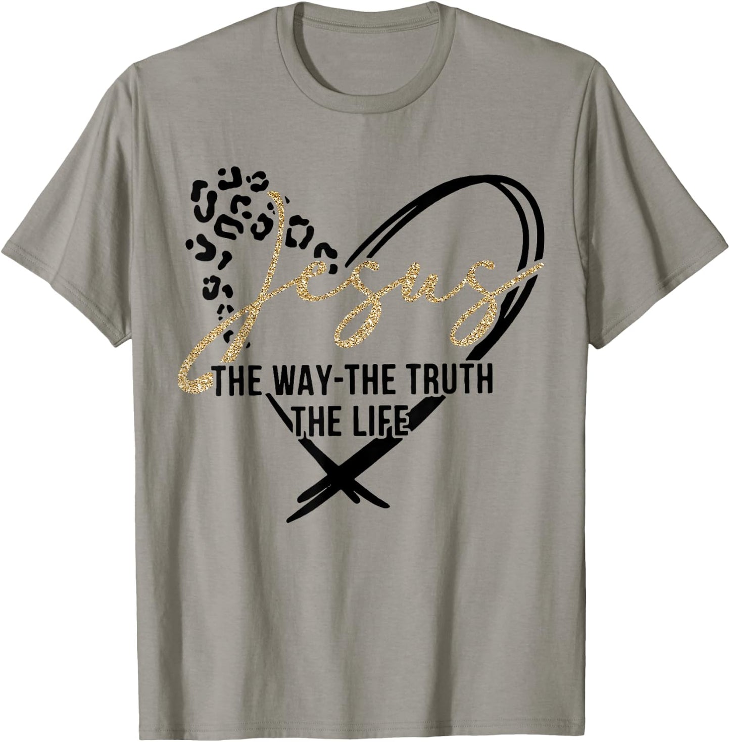Jesus The Way The Truth The Life, Jesus, Leopard Cheetah T-Shirt - T-Shirt | Sand