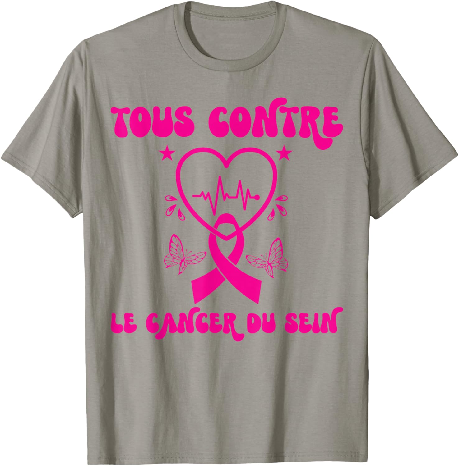 All Against Breast Cancer Awareness Month Ribbon , white, S T-Shirt - T-Shirt | Sand