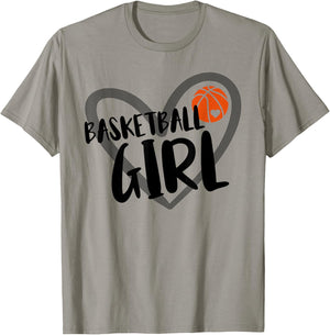 Basketball Girl Heart T-Shirt - T-Shirt | Sand