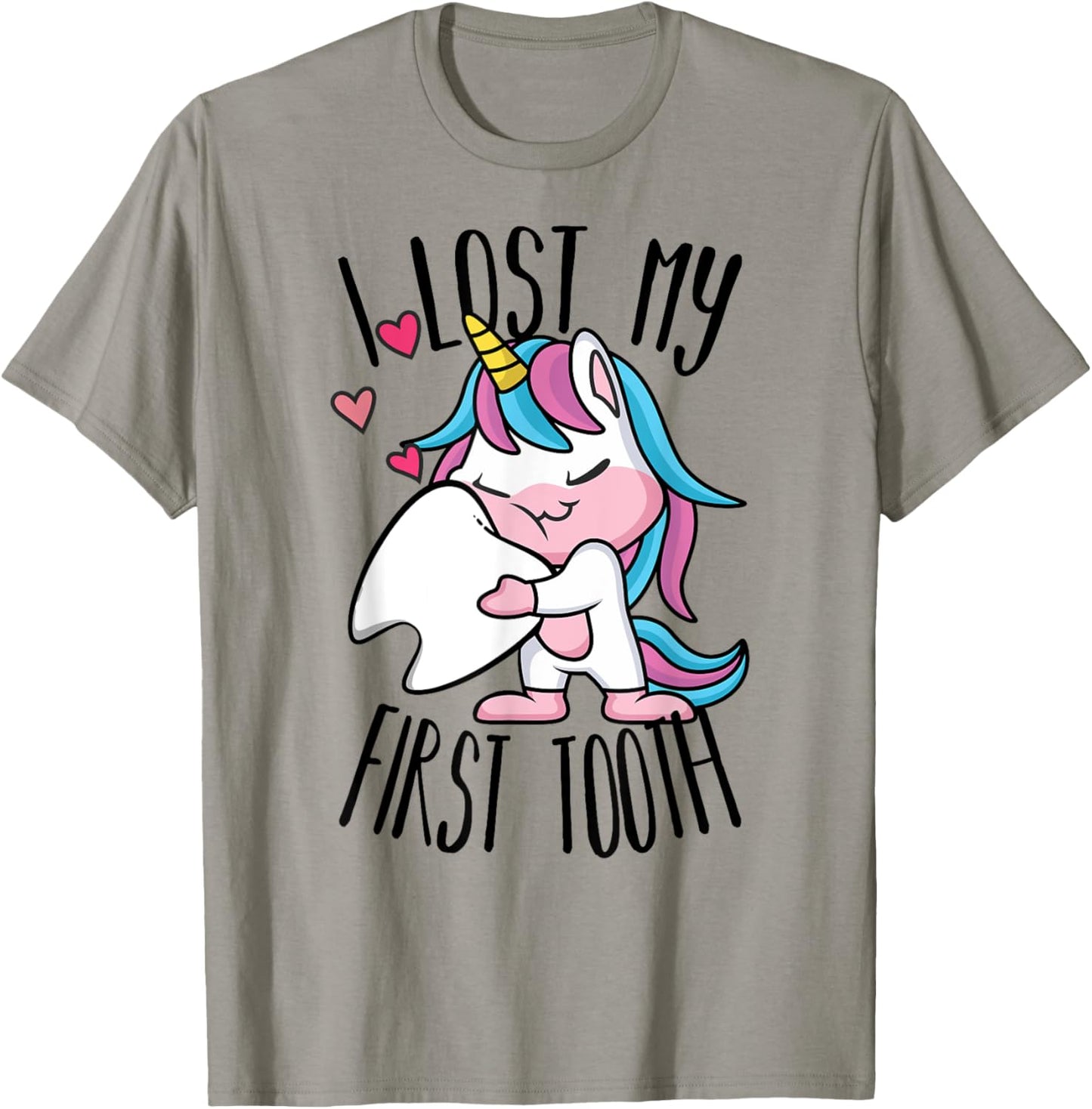 Funny Tooth Fairy - Cute Unicorn I Lost My First Tooth T-Shirt - T-Shirt | Sand