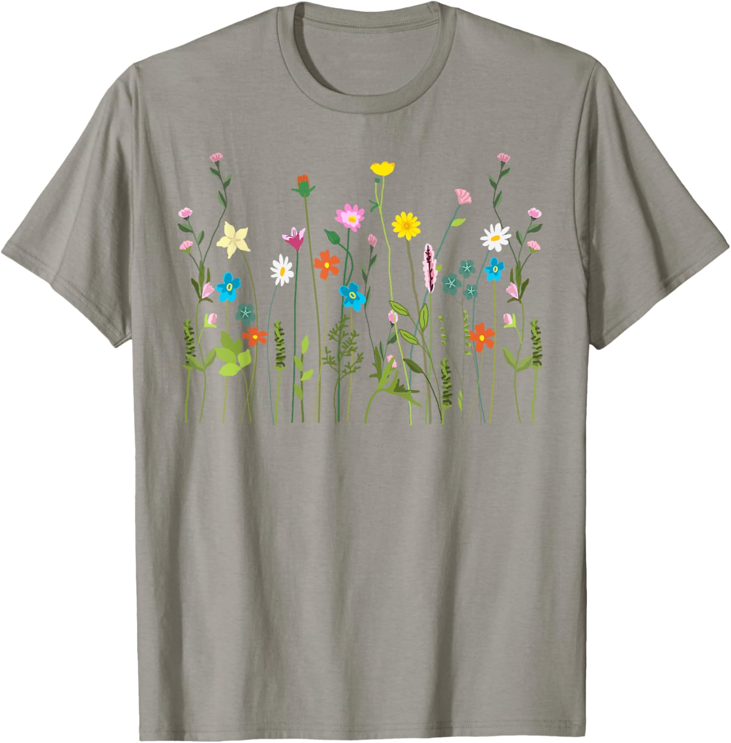 Vom Garten inspiriertes mit Blumendruck, Wildblume, Sommerblüte T-Shirt - T-Shirt | Sand