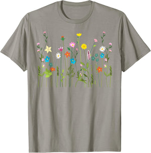 Vom Garten inspiriertes mit Blumendruck, Wildblume, Sommerblüte T-Shirt - T-Shirt | Sand