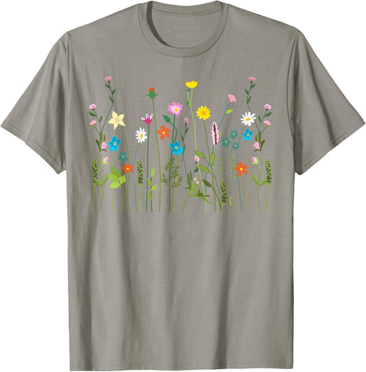 Vom Garten inspiriertes mit Blumendruck, Wildblume, Sommerblüte T-Shirt - T-Shirt | Sand