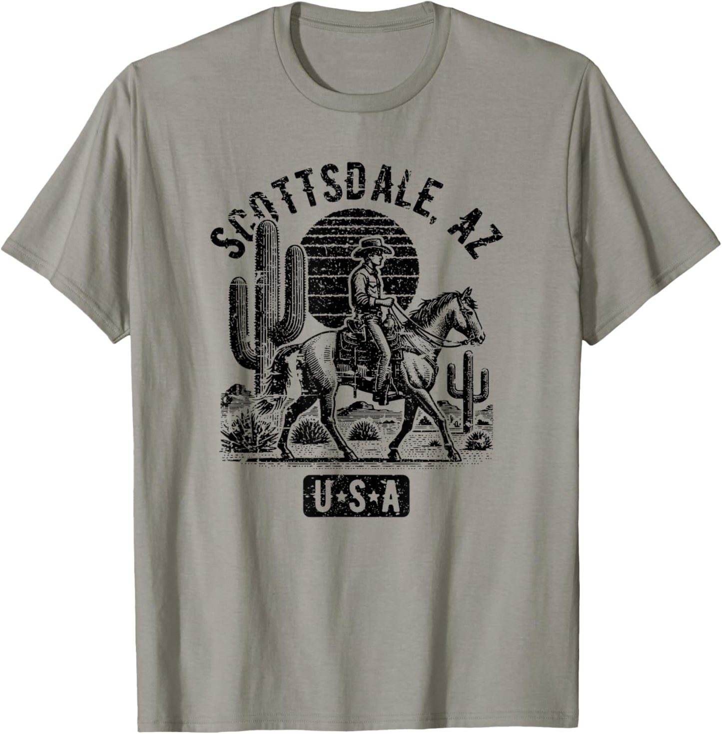 Scottsdale Arizona USA Cowboy Horse Vintage Style Design T-Shirt - T-Shirt | Sand