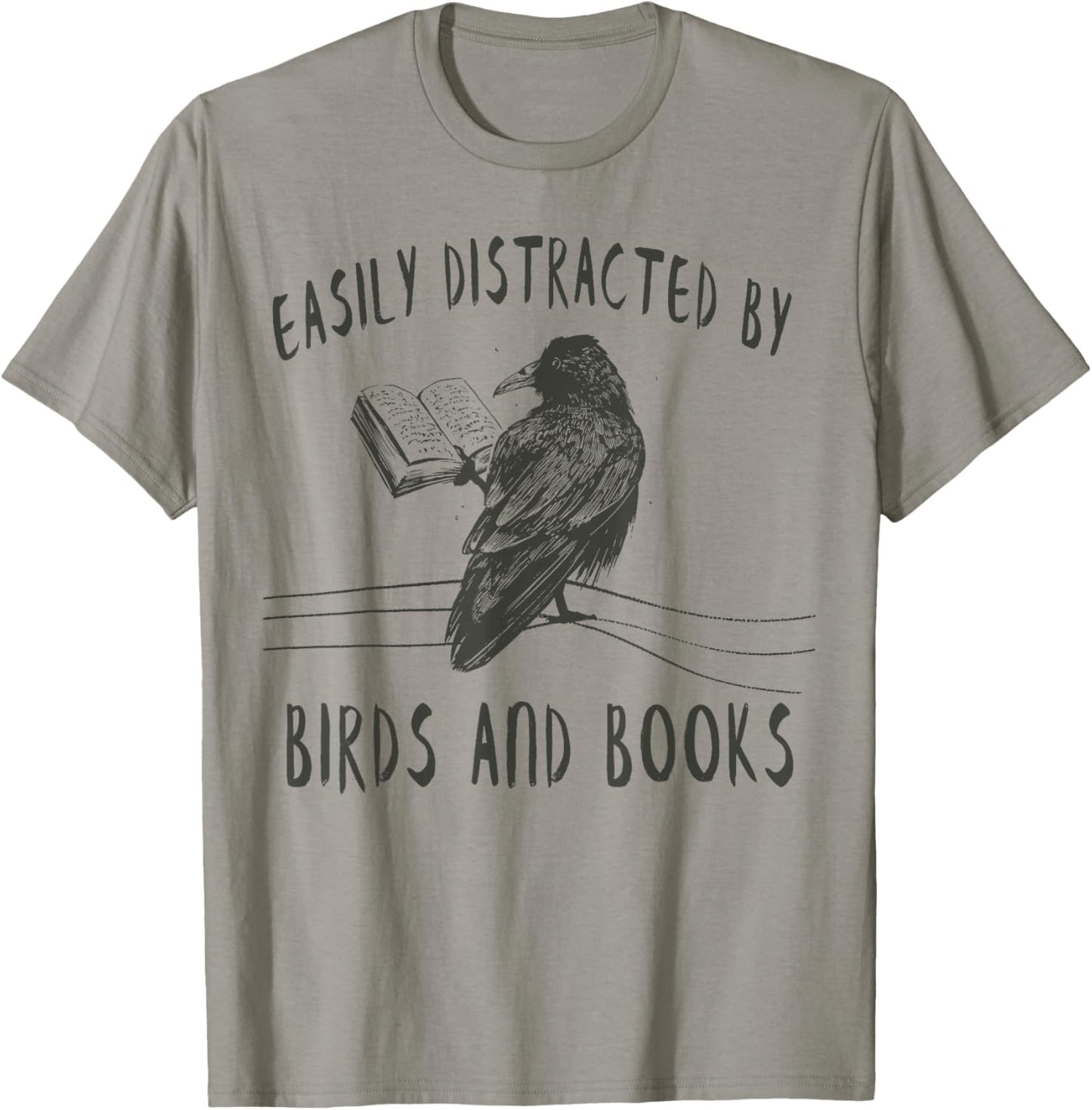 Easily Distracted By Birds And Books Shirts Reading Cool T-Shirt - T-Shirt | Sand