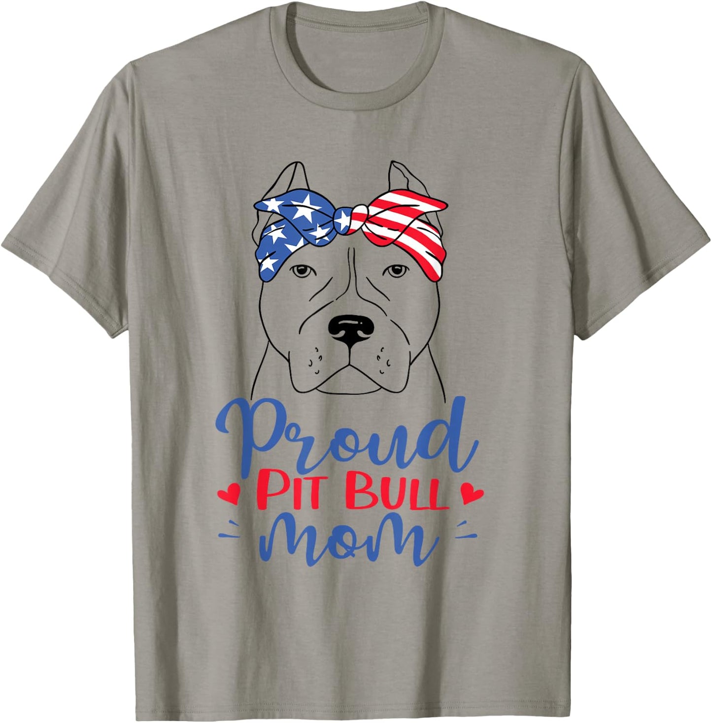 Pitbull Mom Patriotic American Flag July 4th Ladies Pit Bull T-Shirt - T-Shirt | Sand