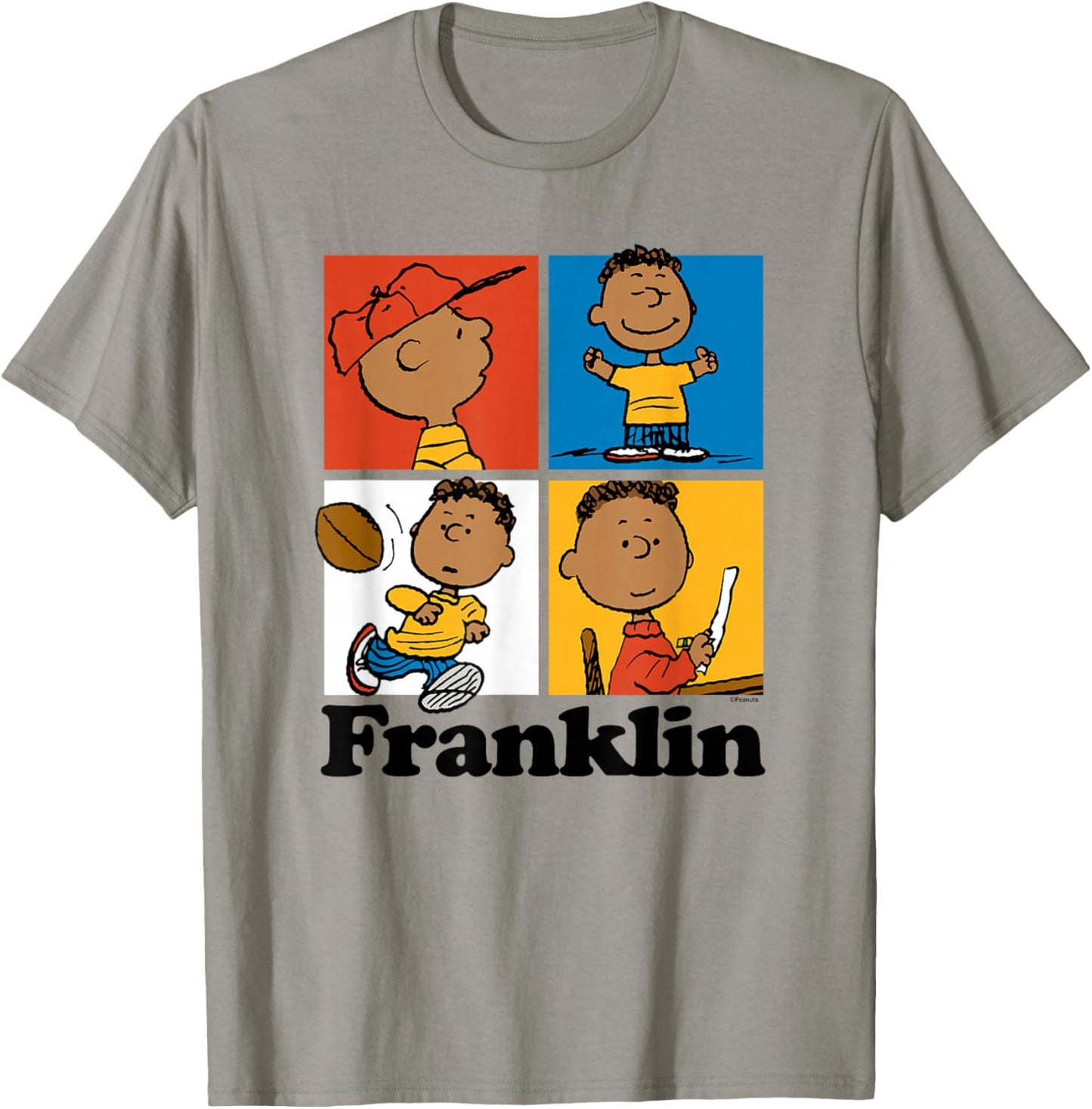Peanuts Franklin Armstrong Grid , Blue, Small T-Shirt - T-Shirt | Sand