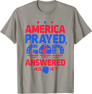America Prayed God Answered T-Shirt - T-Shirt | Sand