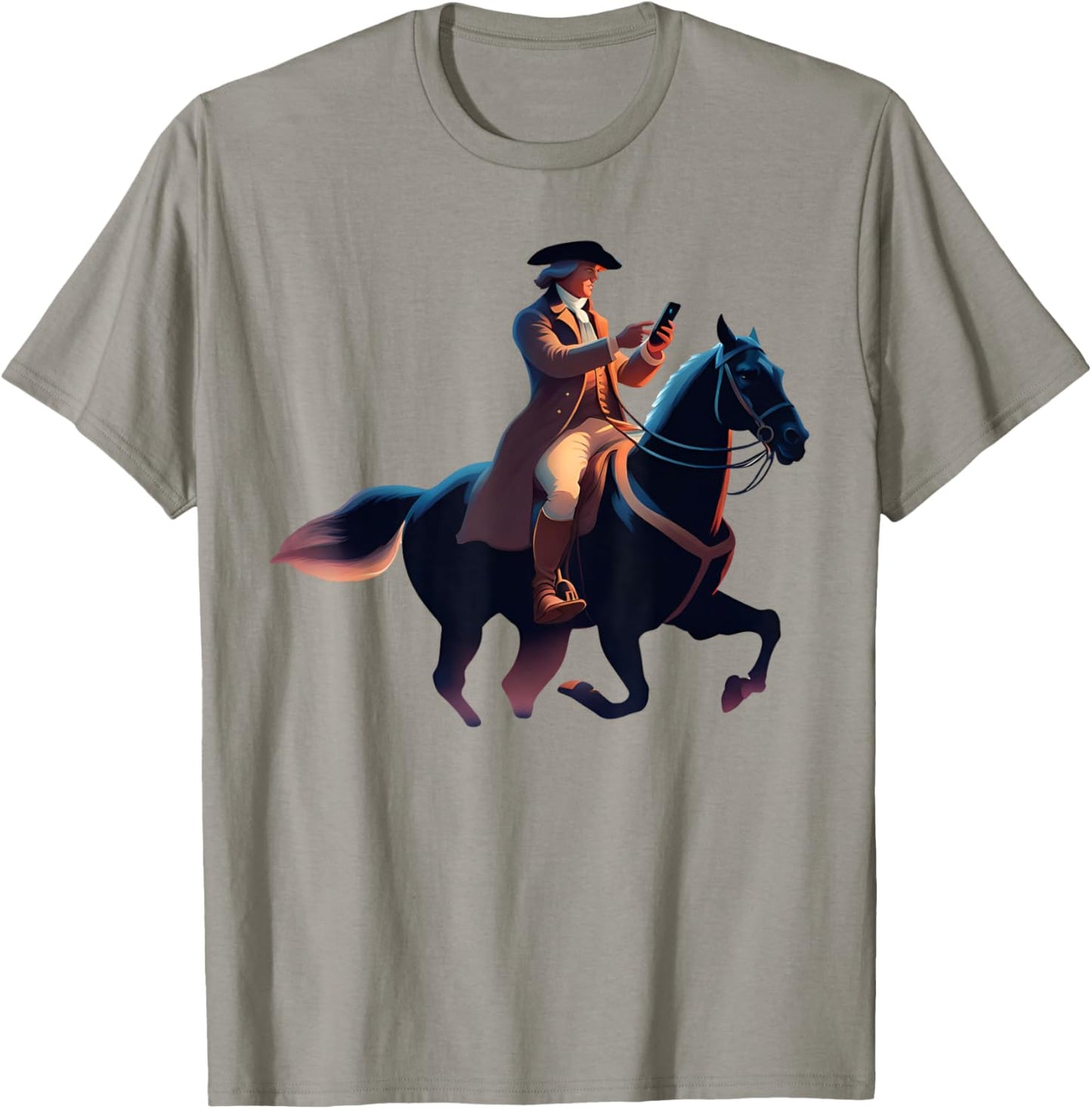 Paul Revere Texting On His Famous Ride T-Shirt - T-Shirt | Sand