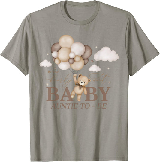Auntie We Can Bearly Wait Baby Shower Bear Family Matching T-Shirt - T-Shirt | Sand