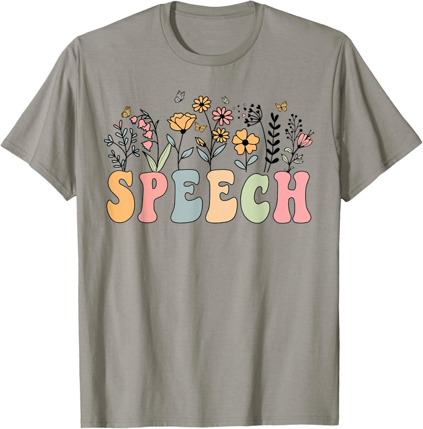 Wildflower Speech Floral Speech Therapy SLP SLPA T-Shirt - T-Shirt | Sand