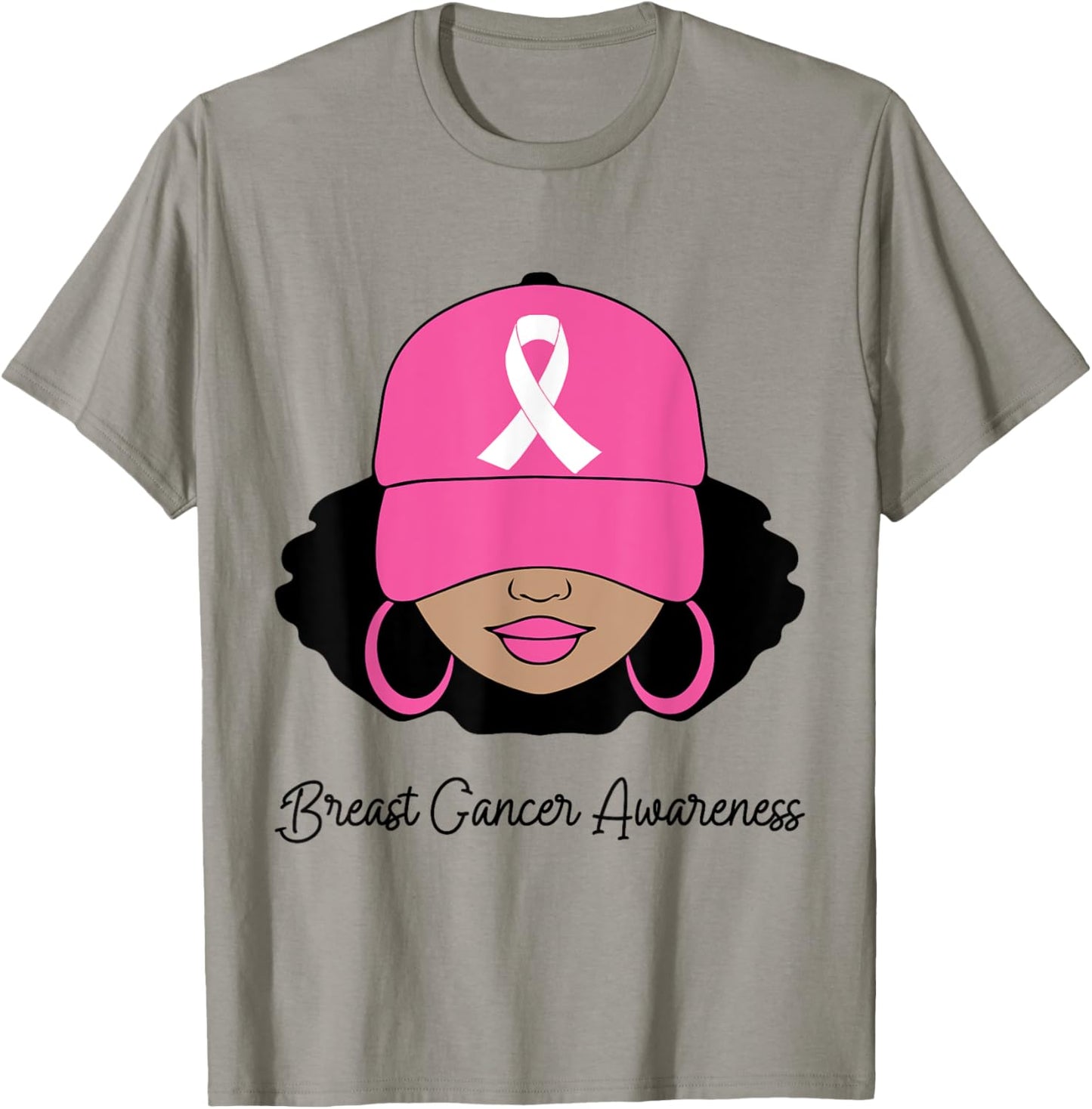Black Women Pink Breast Cancer Awareness Warrior Women Girls T-Shirt - T-Shirt | Sand