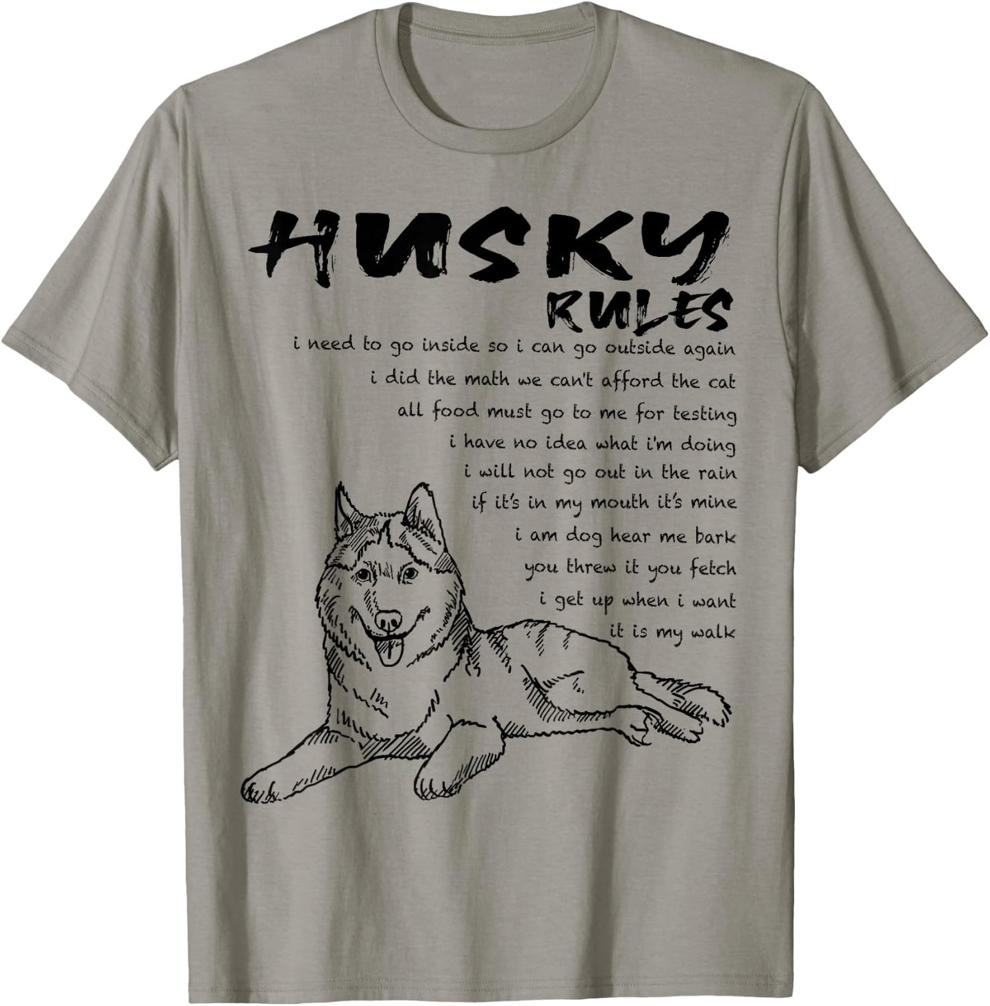 Funny Siberian Husky Dog Hand Drawn Art Men Women Girls Kids T-Shirt - T-Shirt | Sand