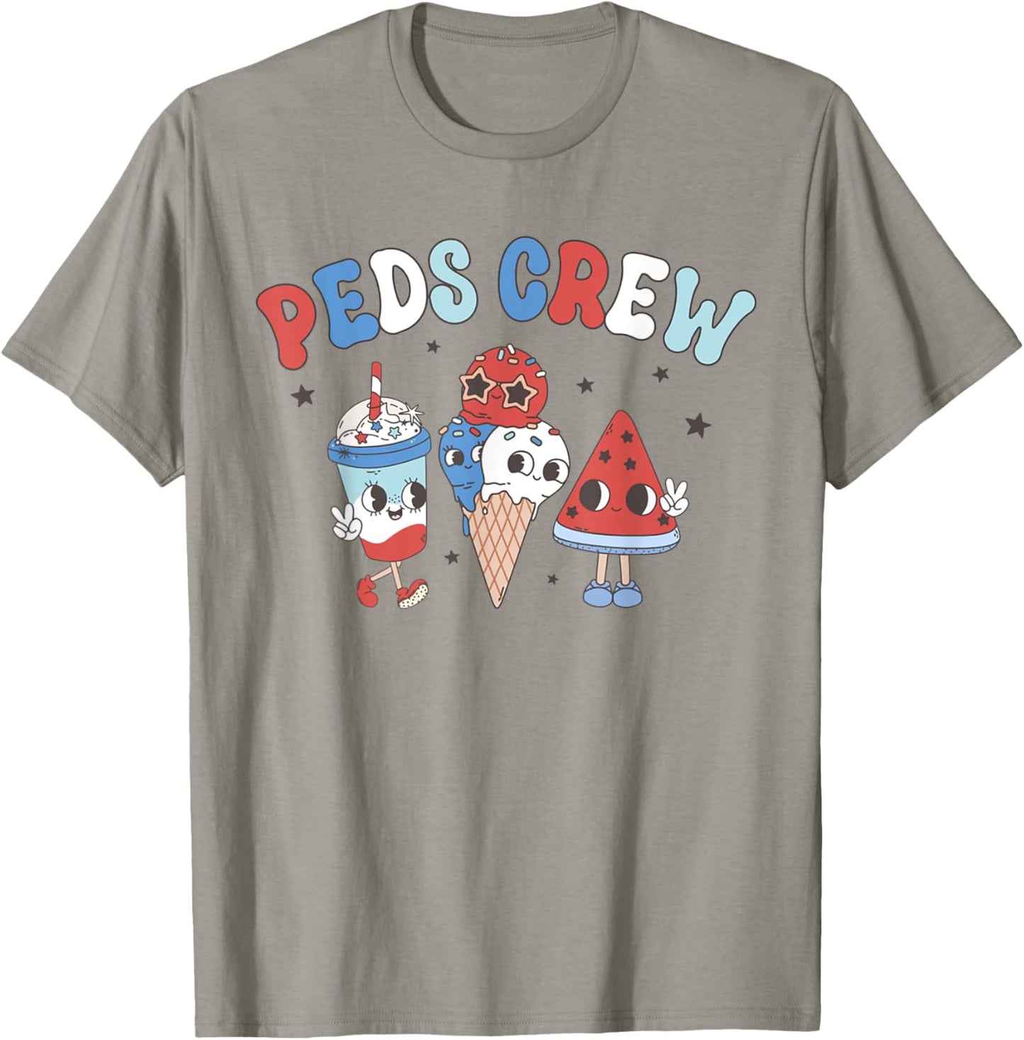 Retro PEDS Crew 4th Of July Popsicle Pediatric Nurse Women T-Shirt - T-Shirt | Sand