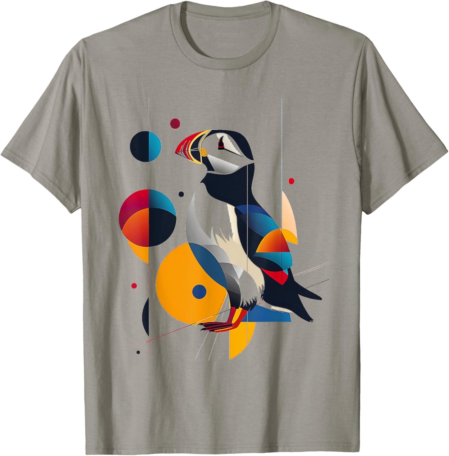 Puffin Animal Colorful Motif Drawing Abstract Puffin T-Shirt - T-Shirt | Sand