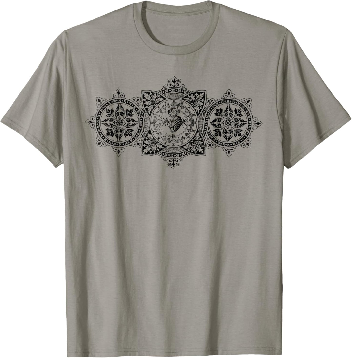 Vintage Sacred Heart of Jesus Symbol Traditional Catholic T-Shirt - T-Shirt | Sand