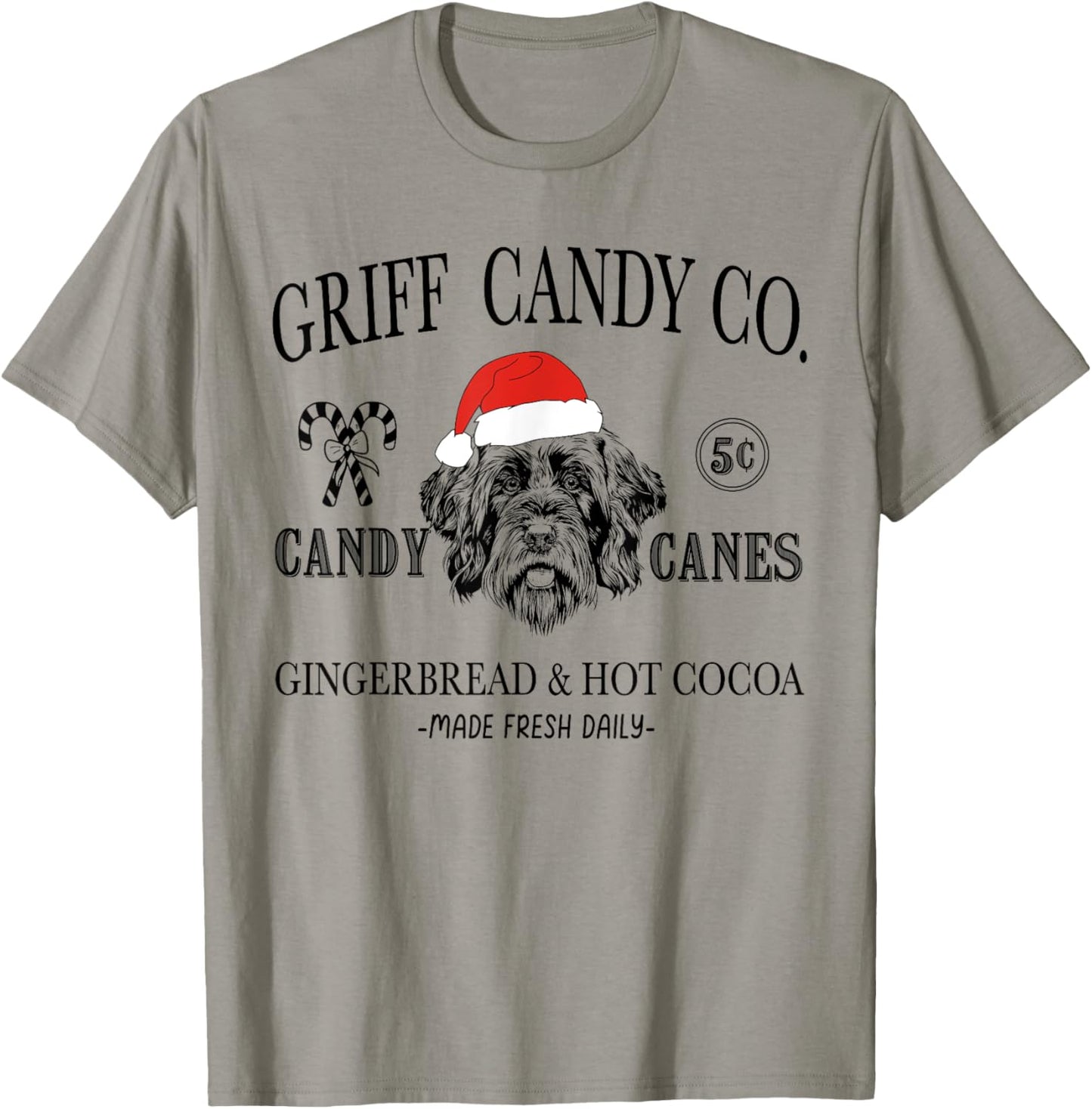 Funny Santa Wirehaired Pointing Griffon Christmas Vintage T-Shirt - T-Shirt | Sand