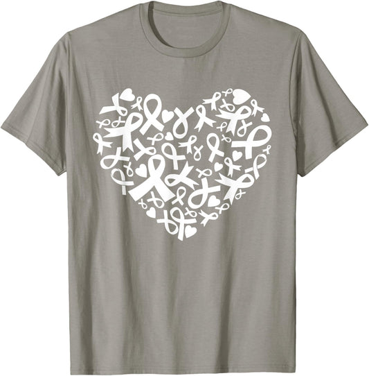 Breast Cancer Awareness Heart Ribbon Pink Support T-Shirt - T-Shirt | Sand