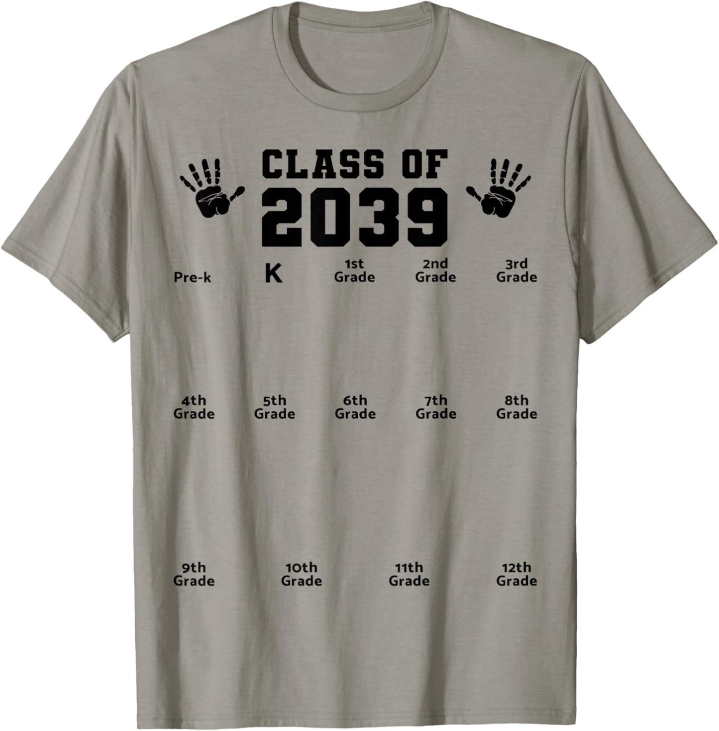 Class of 2039 Handprint Shirt Grow with Me Pre-k Graduation T-Shirt - T-Shirt | Sand