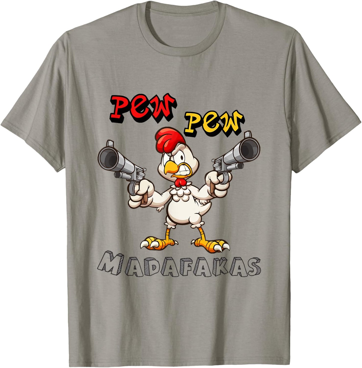Pew Pew Madafakas Hen Funny Chicken Rooster Chicken T-Shirt - T-Shirt | Sand