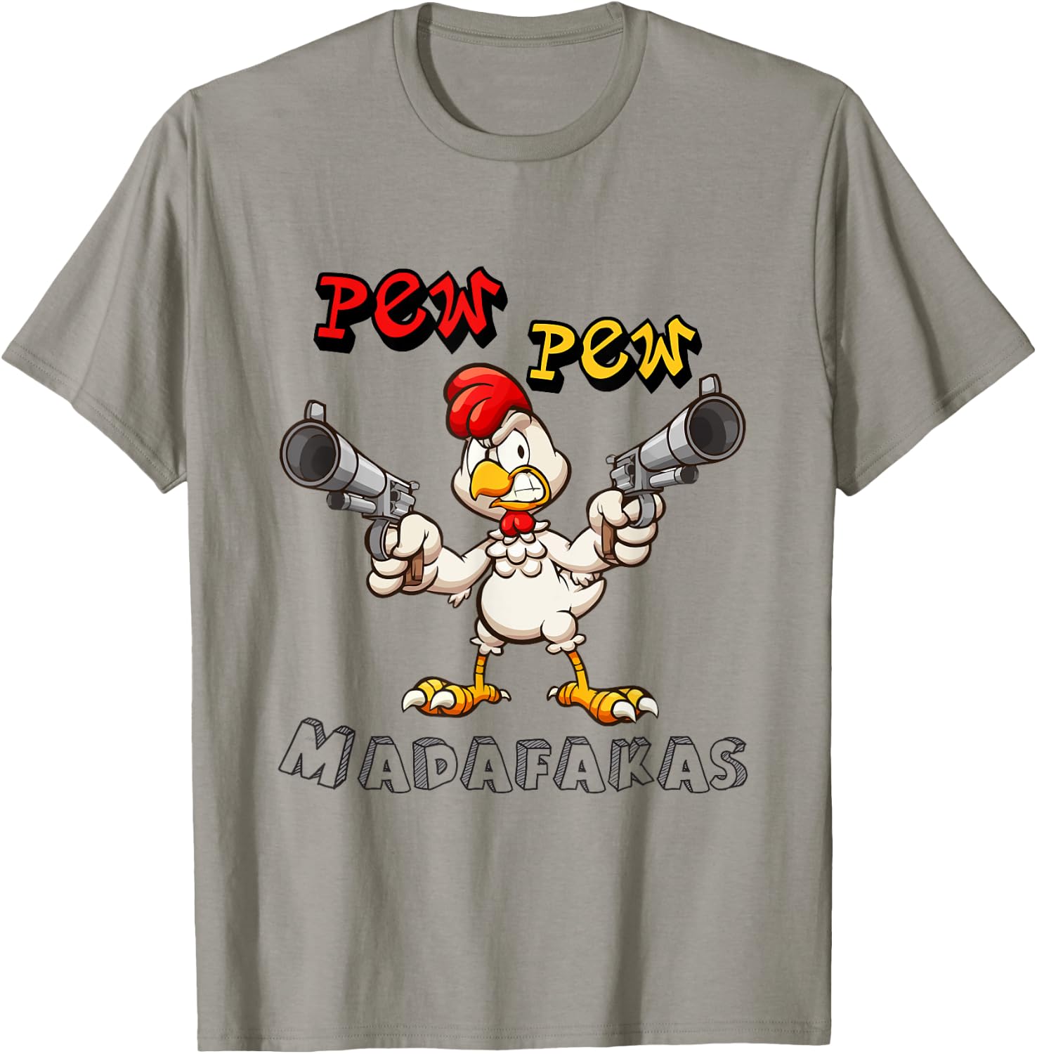 Pew Pew Madafakas Hen Funny Chicken Rooster Chicken T-Shirt - T-Shirt | Sand
