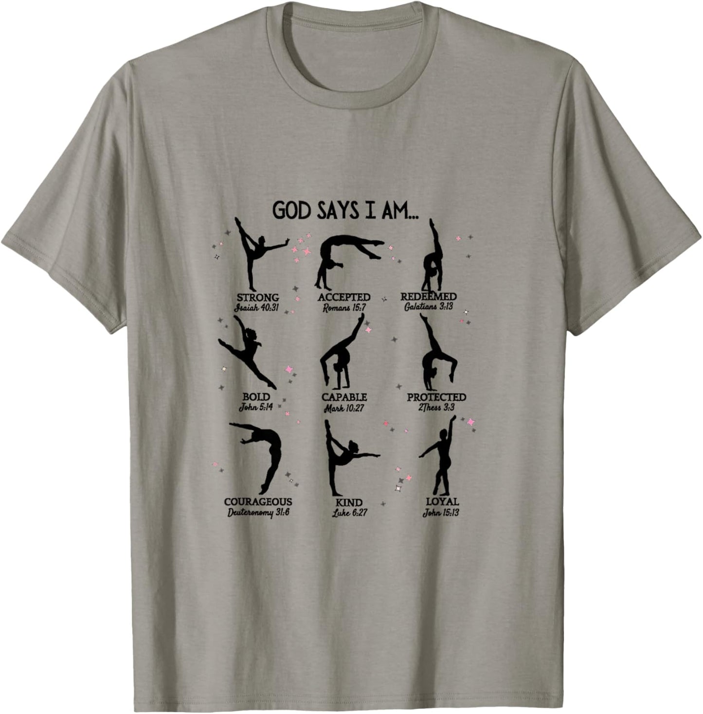 Gymnastics God Says I Am Bible Verse Gymnast Christian Jesus T-Shirt - T-Shirt | Sand
