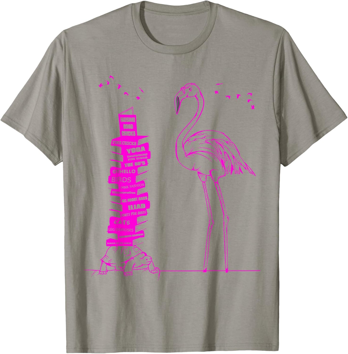 Pink Flamingo Read Books T-Shirt - T-Shirt | Sand