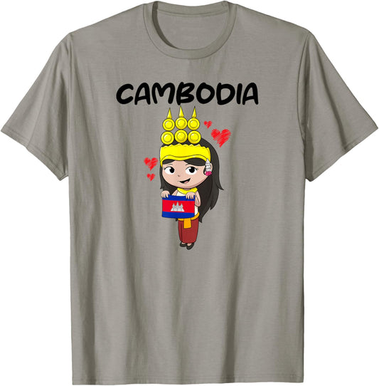 Cambodia Cambodian Khmer Apsara Traditional Dance Flag T-Shirt - T-Shirt | Sand