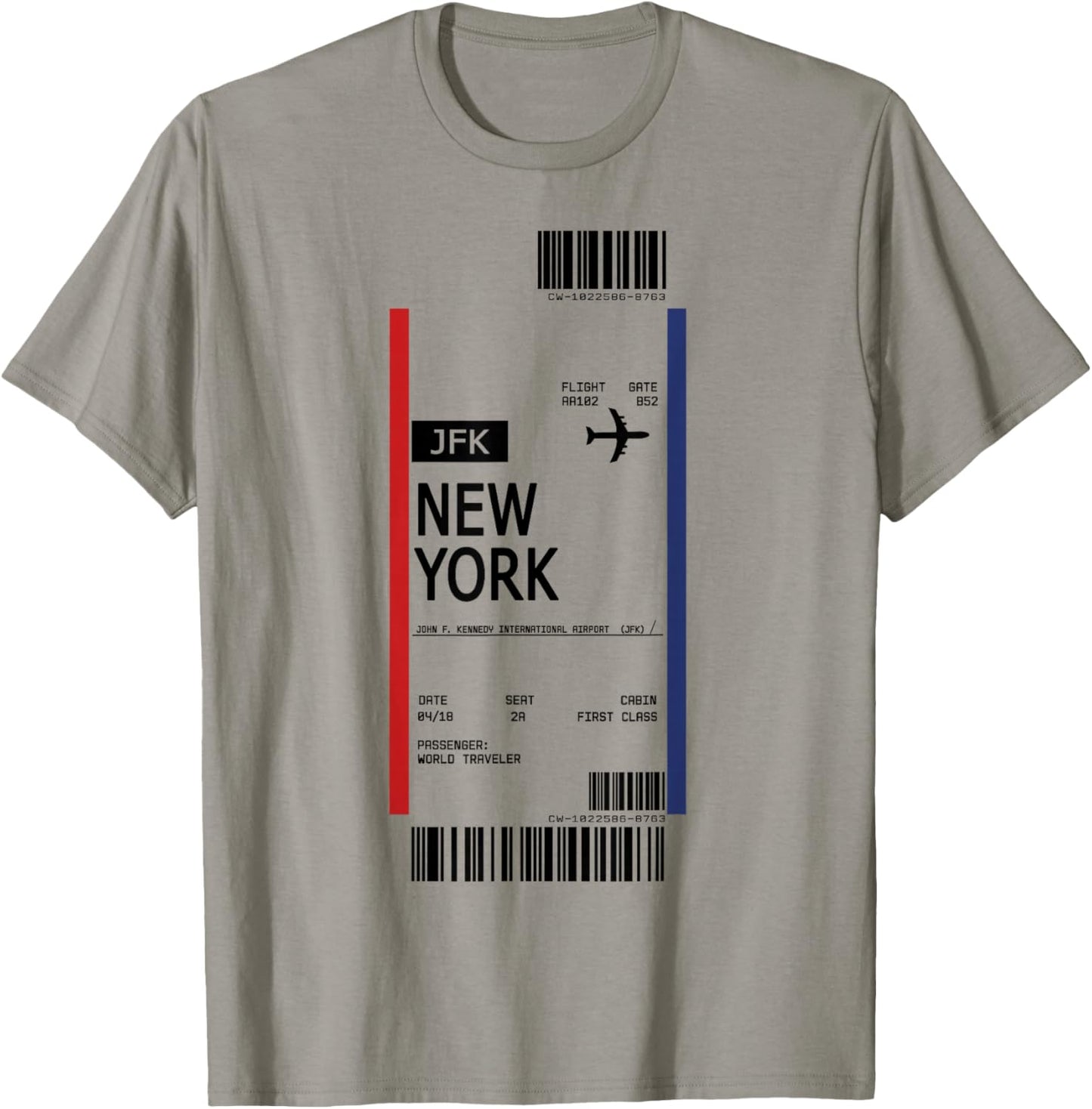 Boarding Pass New York JFK Airport First Class Plane Ticket T-Shirt - T-Shirt | Sand