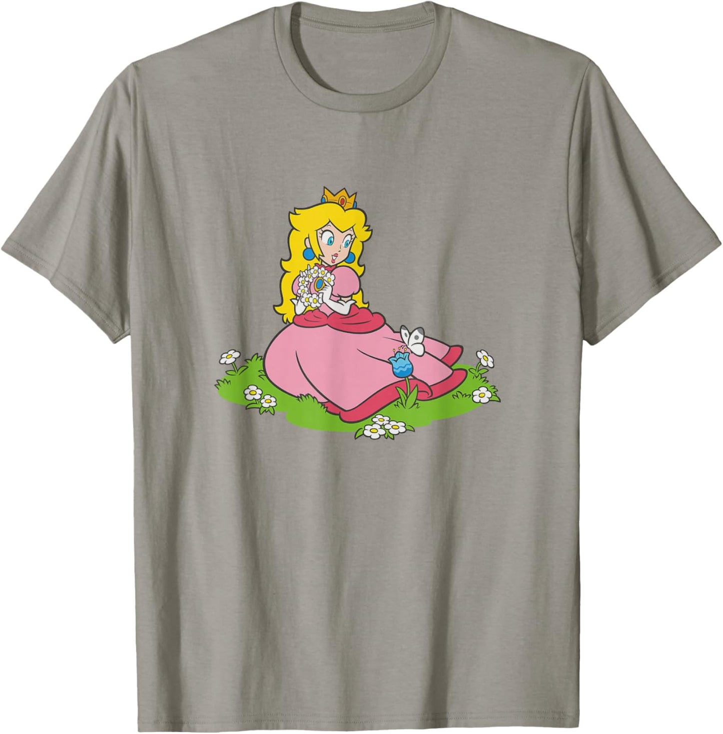Super Mario Bros Princess Peach Beautiful Flowers Portrait T-Shirt - T-Shirt | Sand