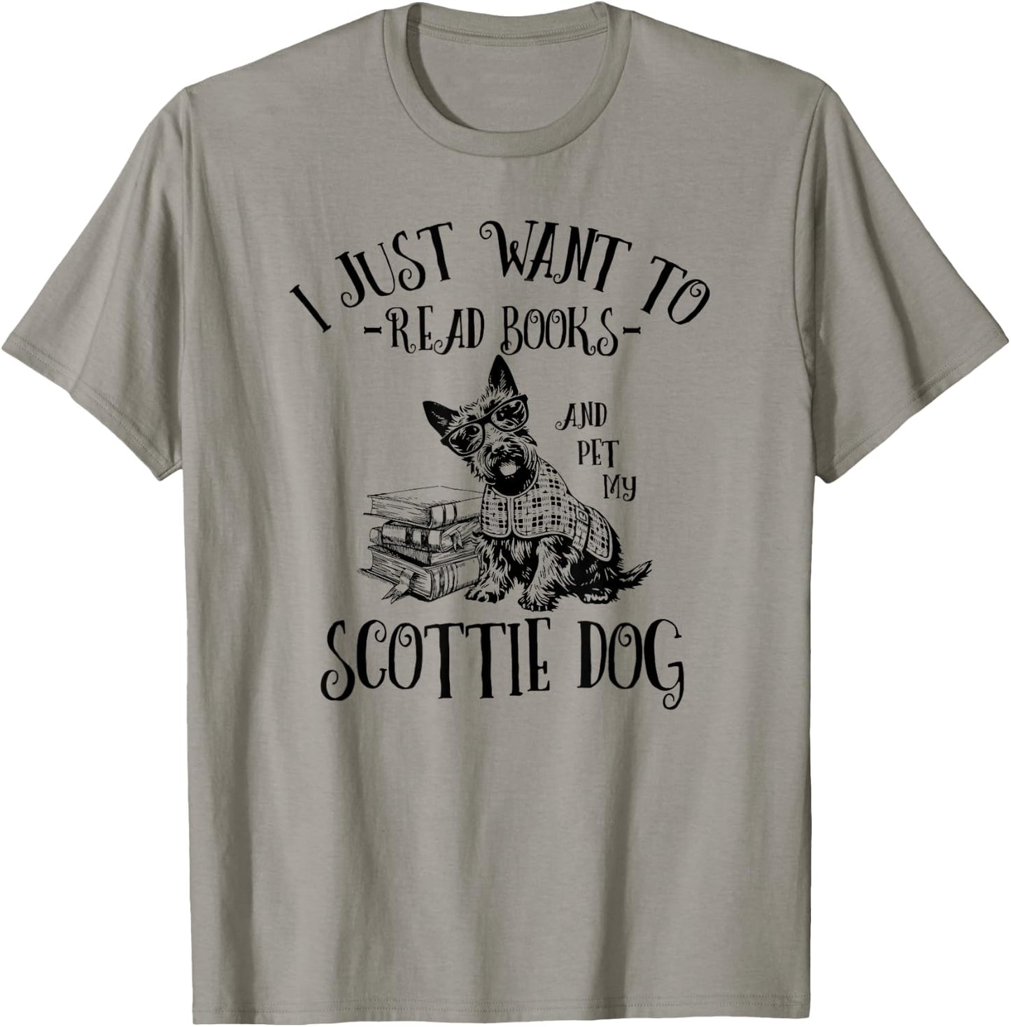 Cute Read Books Scottish Terrier Lover Men Women Kids T-Shirt - T-Shirt | Sand