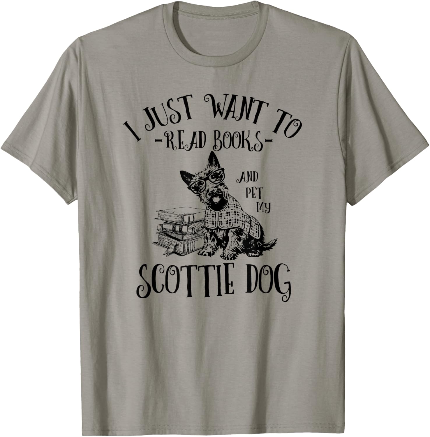 Cute Read Books Scottish Terrier Lover Men Women Kids T-Shirt - T-Shirt | Sand