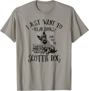 Cute Read Books Scottish Terrier Lover Men Women Kids T-Shirt - T-Shirt | Sand