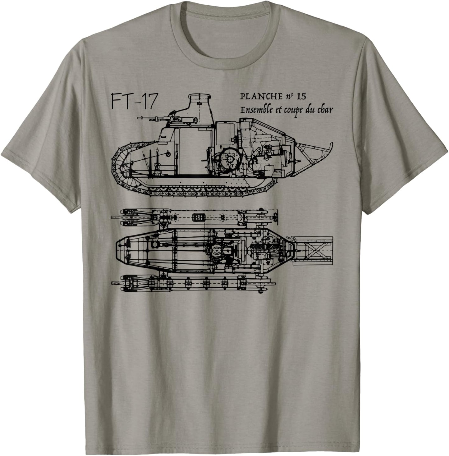 FT-17 French Light Tank WW1 Blueprint Gift T-Shirt - T-Shirt | Sand