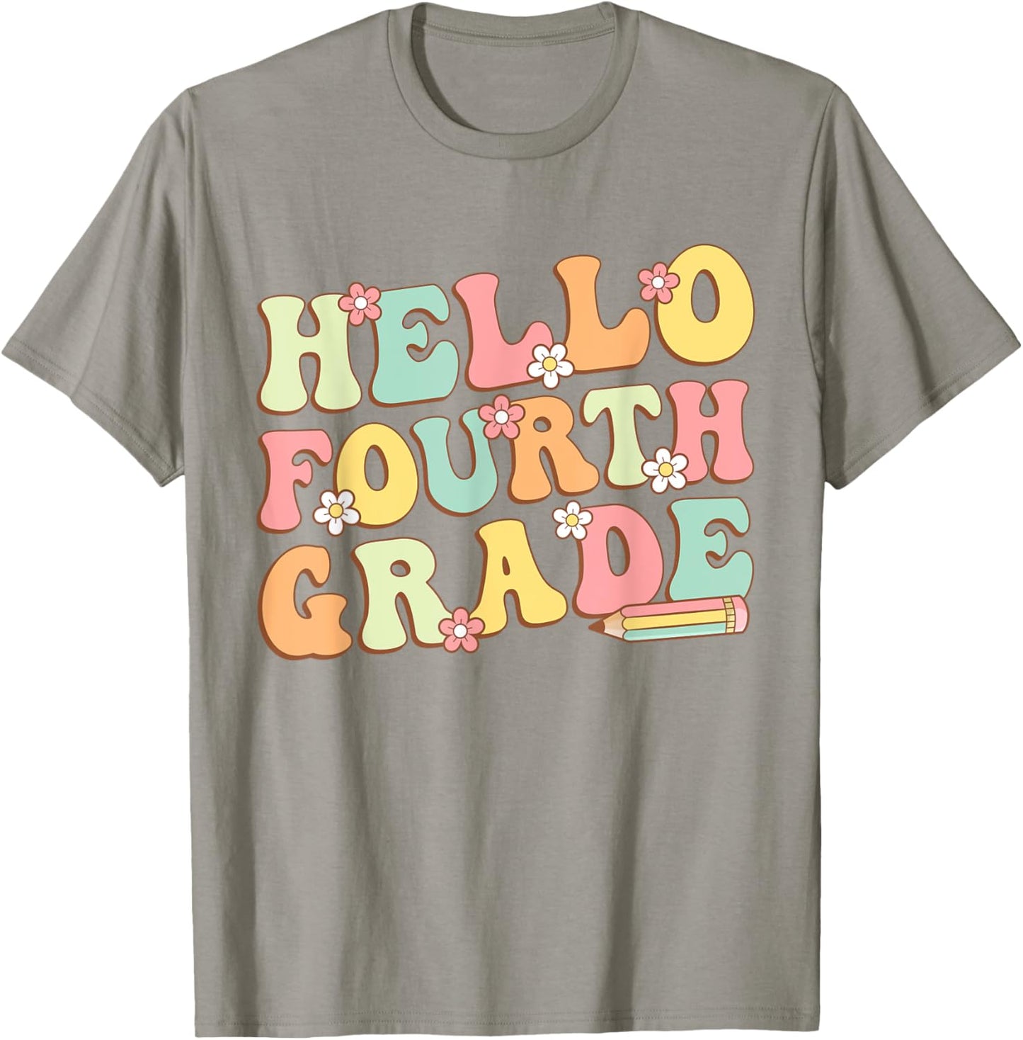 Hello Fourth Grade Team 4th Grade Teacher Girl Back School T-Shirt - T-Shirt | Sand