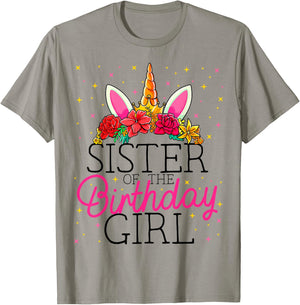 Sister of the Birthday Girl Sissy Unicorn Birthday T-Shirt - T-Shirt | Sand