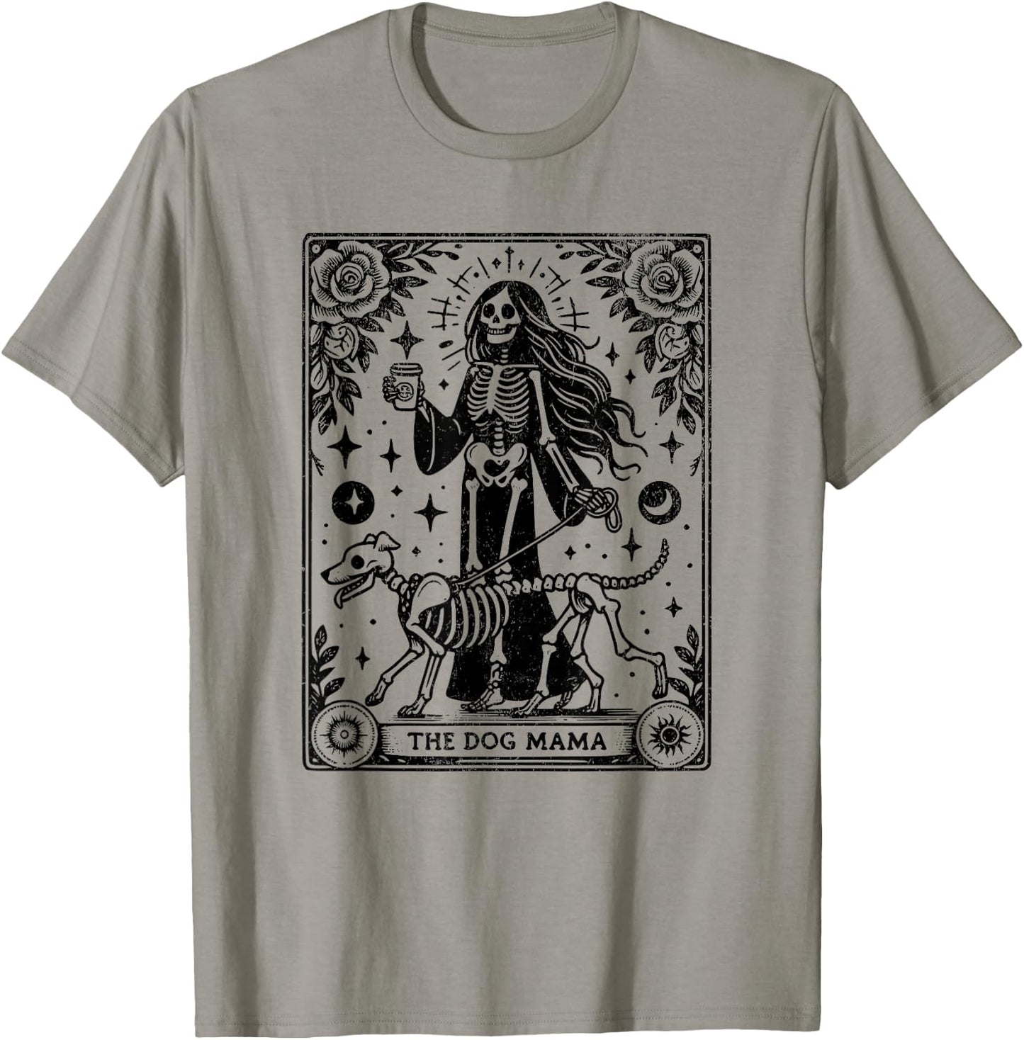 The Dog Mama Tarot Card Funny Skeleton Dog Mom Mother's Day Women T-Shirt - T-Shirt | Sand