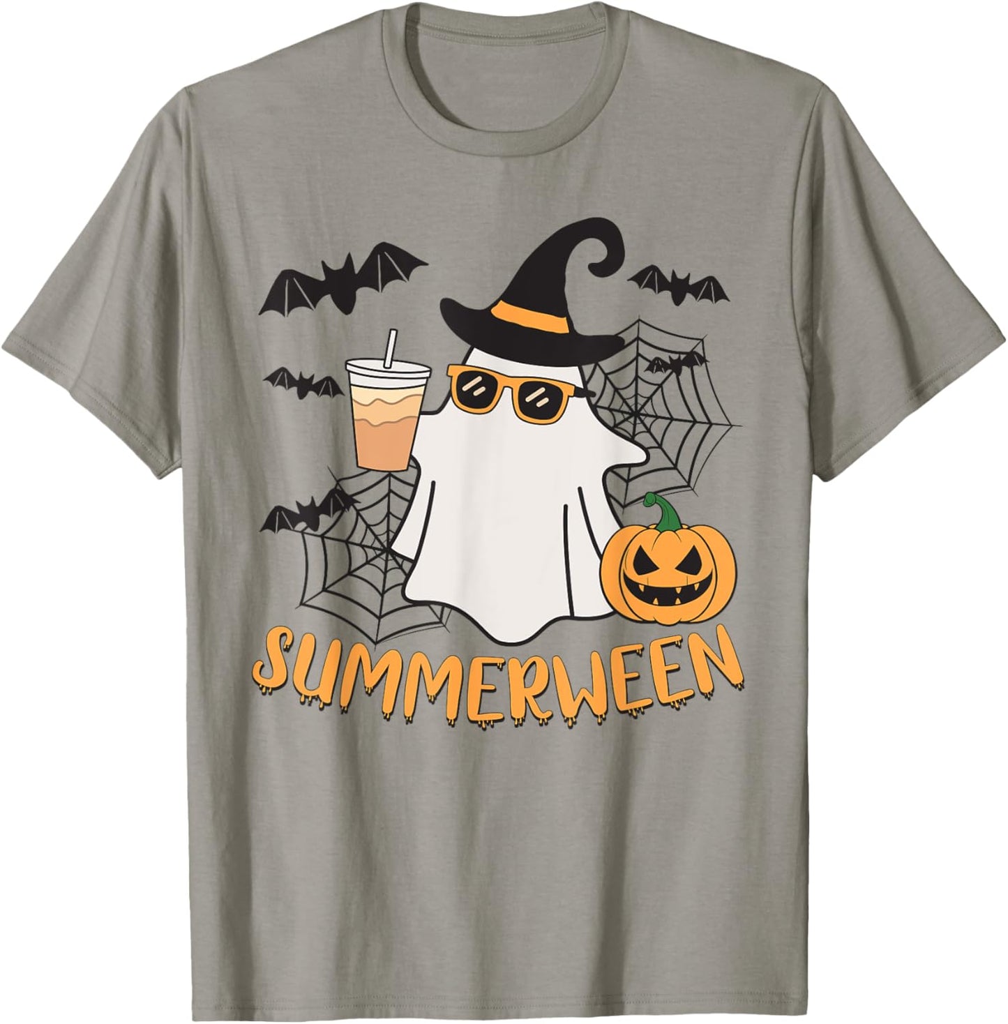 Summerween Vibes Ghost Pumpkin Spooky Beach Summer Halloween Men Women Kids T-Shirt - T-Shirt | Sand