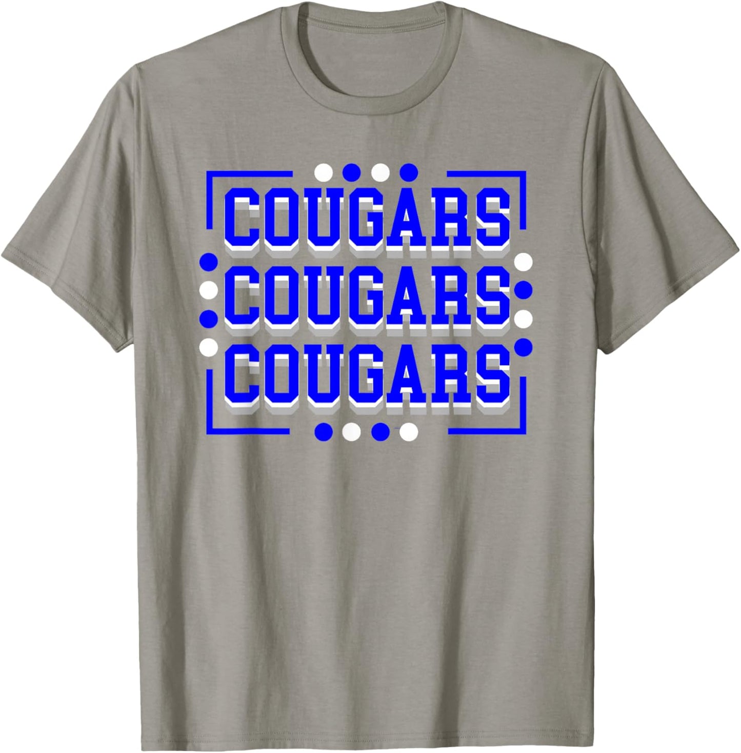 Cougars Mascot School Spirit Blue White T-Shirt - T-Shirt | Sand
