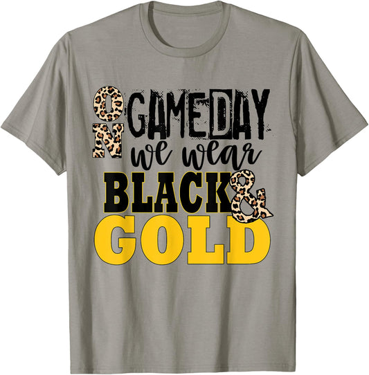 We Wear Black And Gold School Spirit T-Shirt - T-Shirt | Sand
