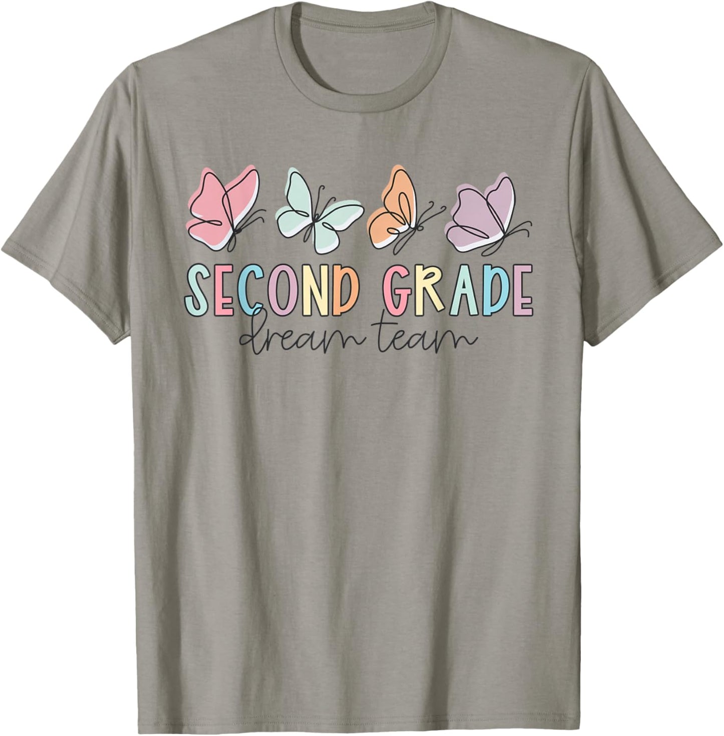 Second Grade Dream Team Butterfly Elementary Back to School T-Shirt - T-Shirt | Sand