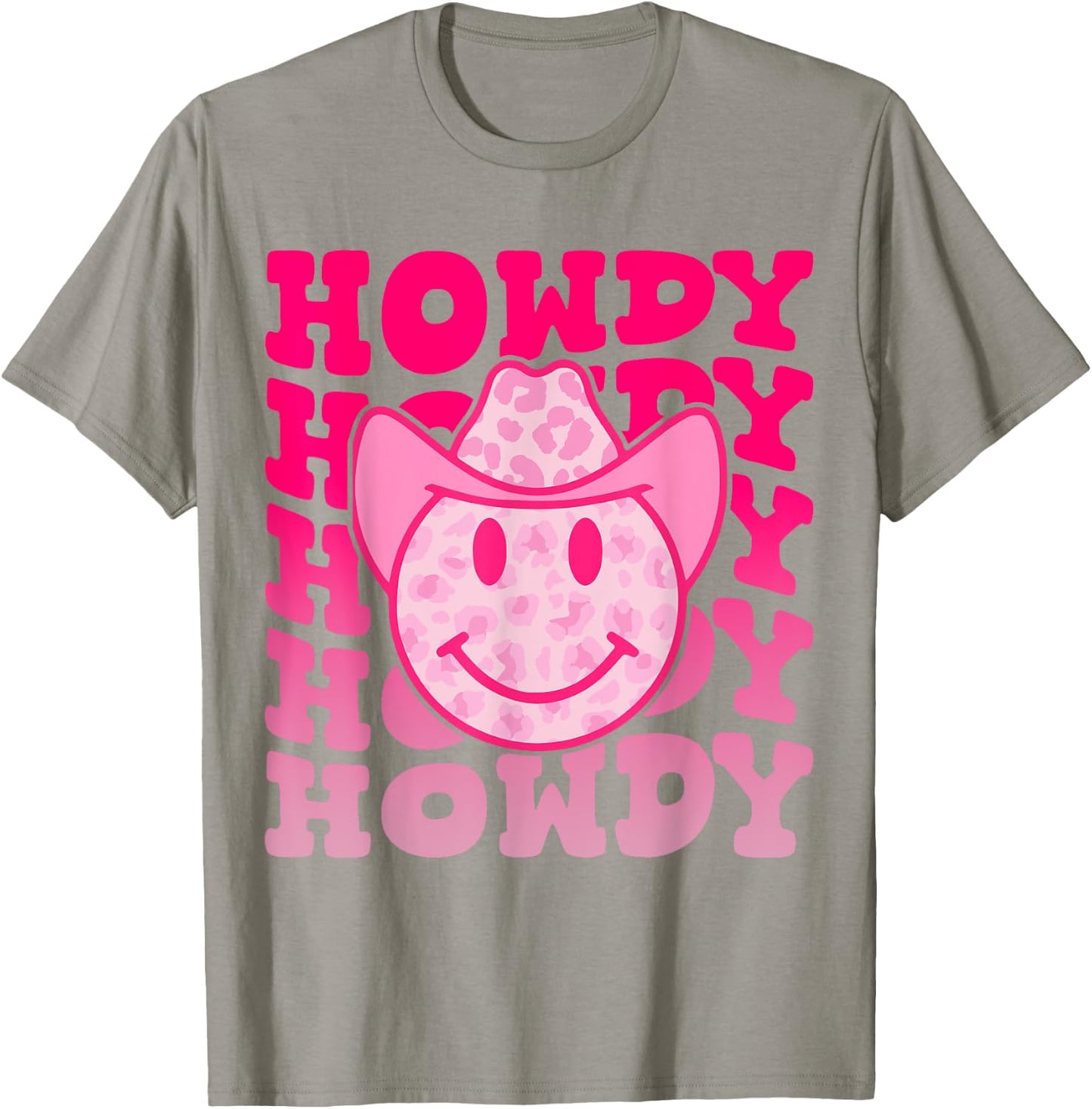 Western Country Cow Howdy Leopard Smile Face Cowgirl Rodeo T-Shirt - T-Shirt | Sand