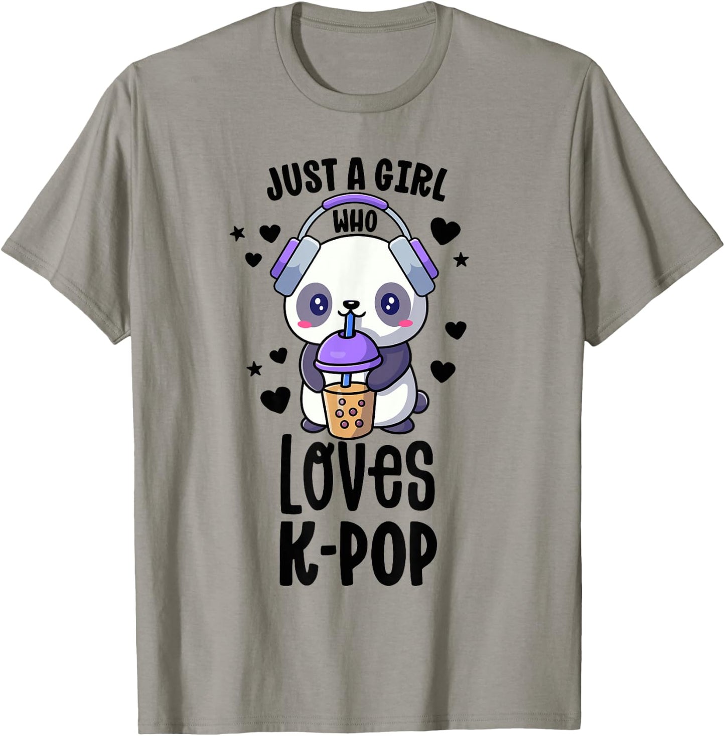 Just A Girl Who Loves K-Pop Shirt Gift Kawaii Boba And KPop T-Shirt - T-Shirt | Sand