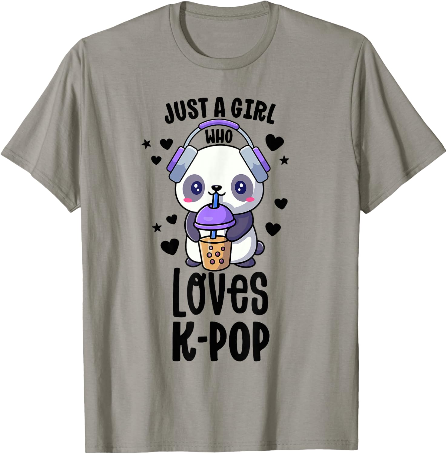 Just A Girl Who Loves K-Pop Shirt Gift Kawaii Boba And KPop T-Shirt - T-Shirt | Sand
