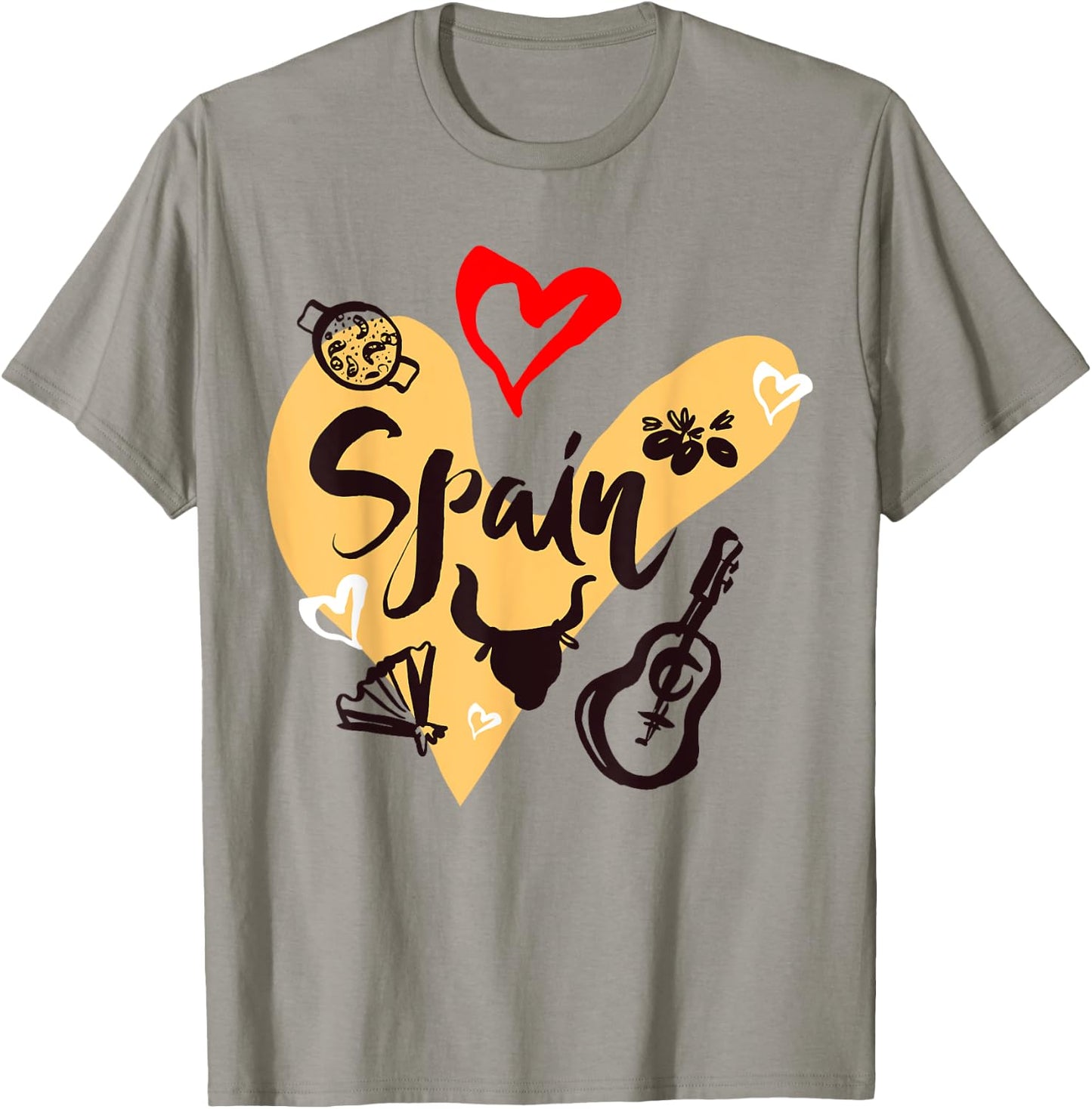 I Love Spain, Cool Spain Doodles Illustration Graphic Design T-Shirt - T-Shirt | Sand