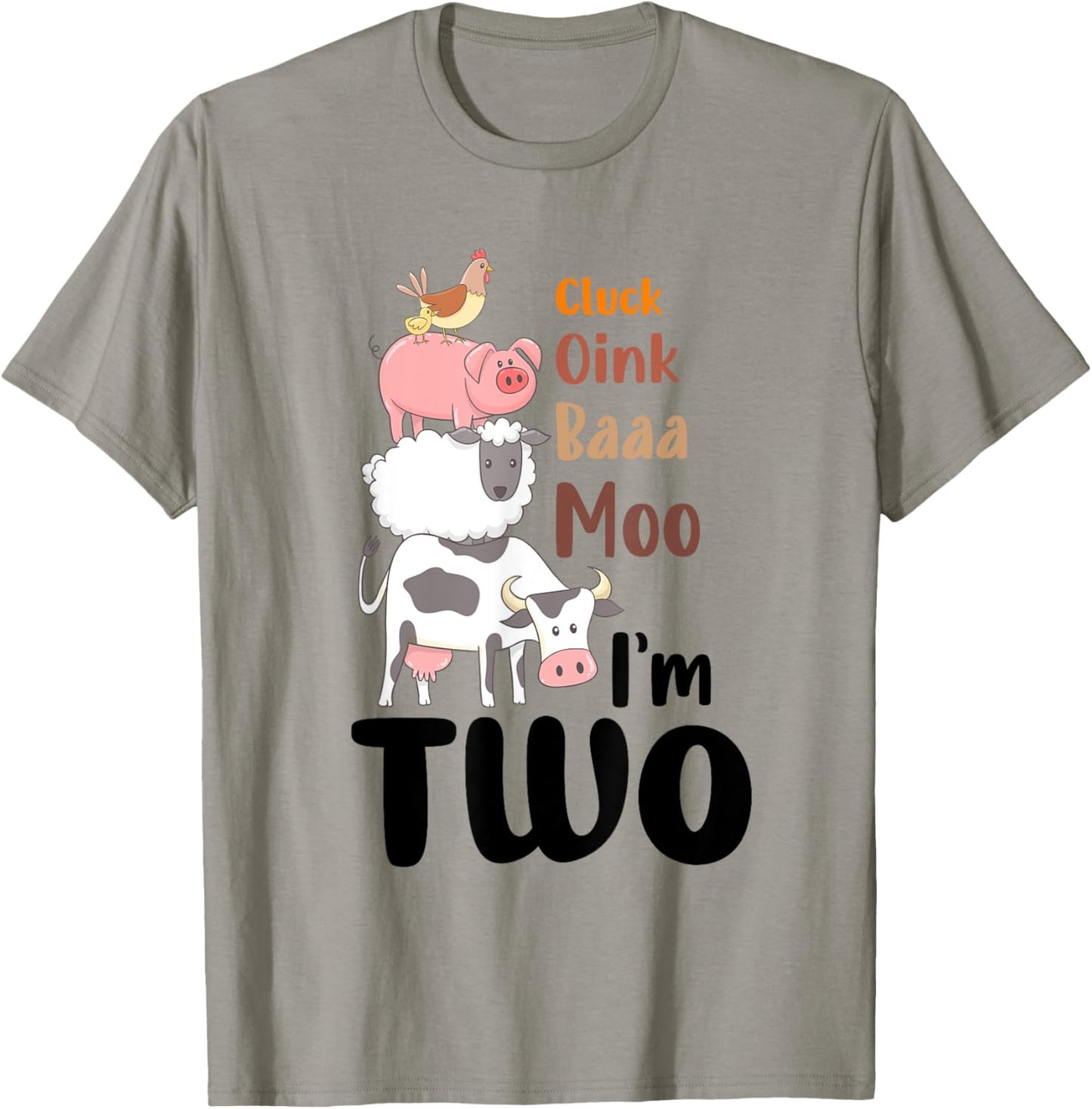 Oink Baa Moo Im 2 Birthday Two Year Old Farm Theme 2nd Bday T-Shirt - T-Shirt | Sand